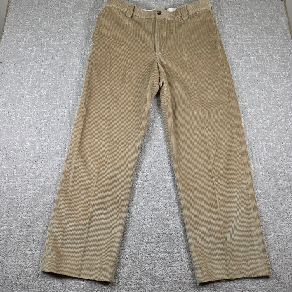 LL Bean Comfort Waist Corduroy Pants Mens 36 Tan Khaki Wide Wale Cotton 0HNC2